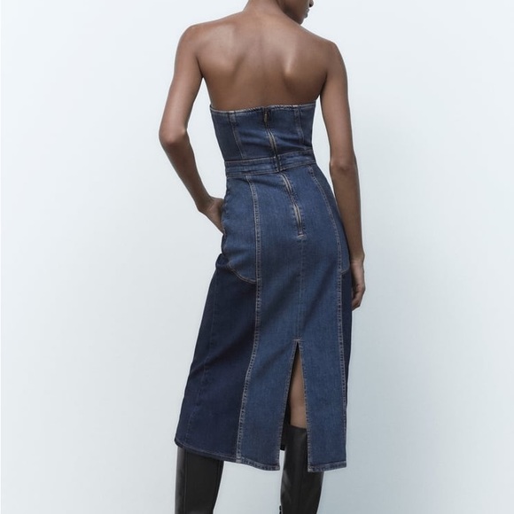 Zara Blue Patchwork Denim Dress - Picture 15 of 17